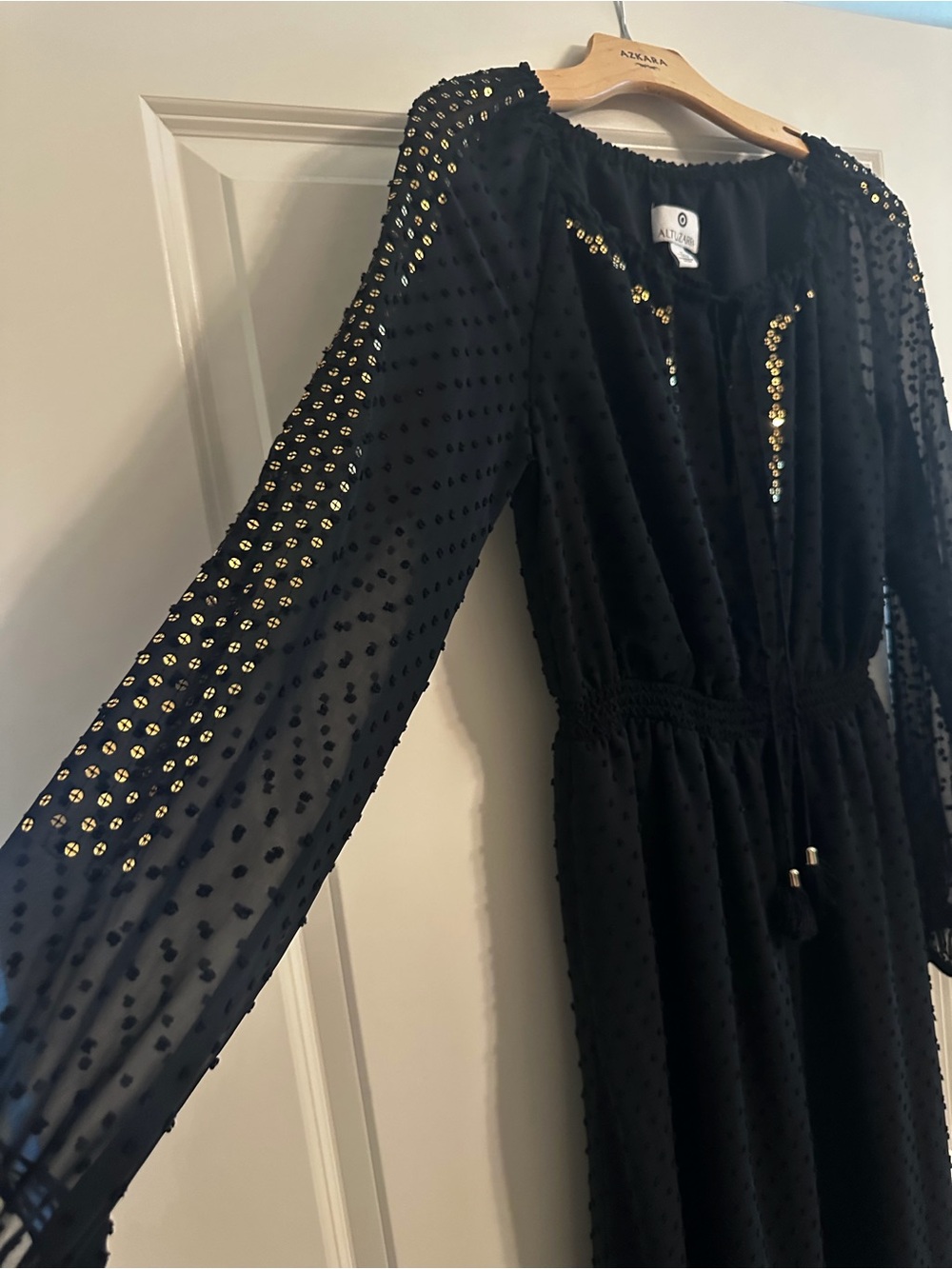 Altuzarra Black Long Sleeve Sequin Midi Dress